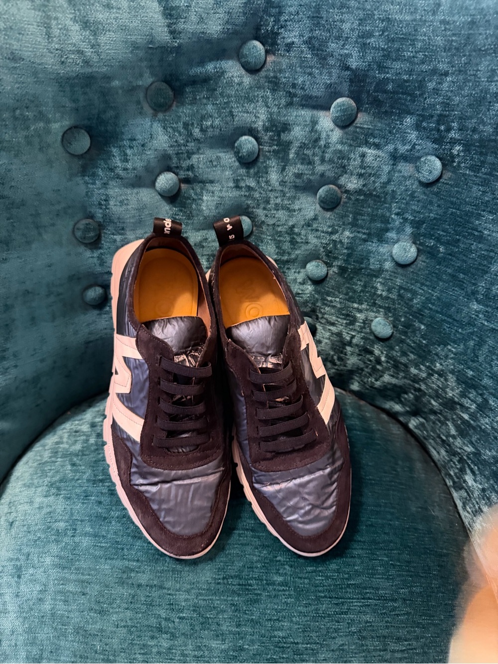 Womens Black and White Athletic Sneakers by New Wonders